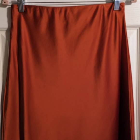 FINAL PRICE TWIN That's What I Need Red Satin Slip Skirt S Long Side Slit - Picture 3 of 5